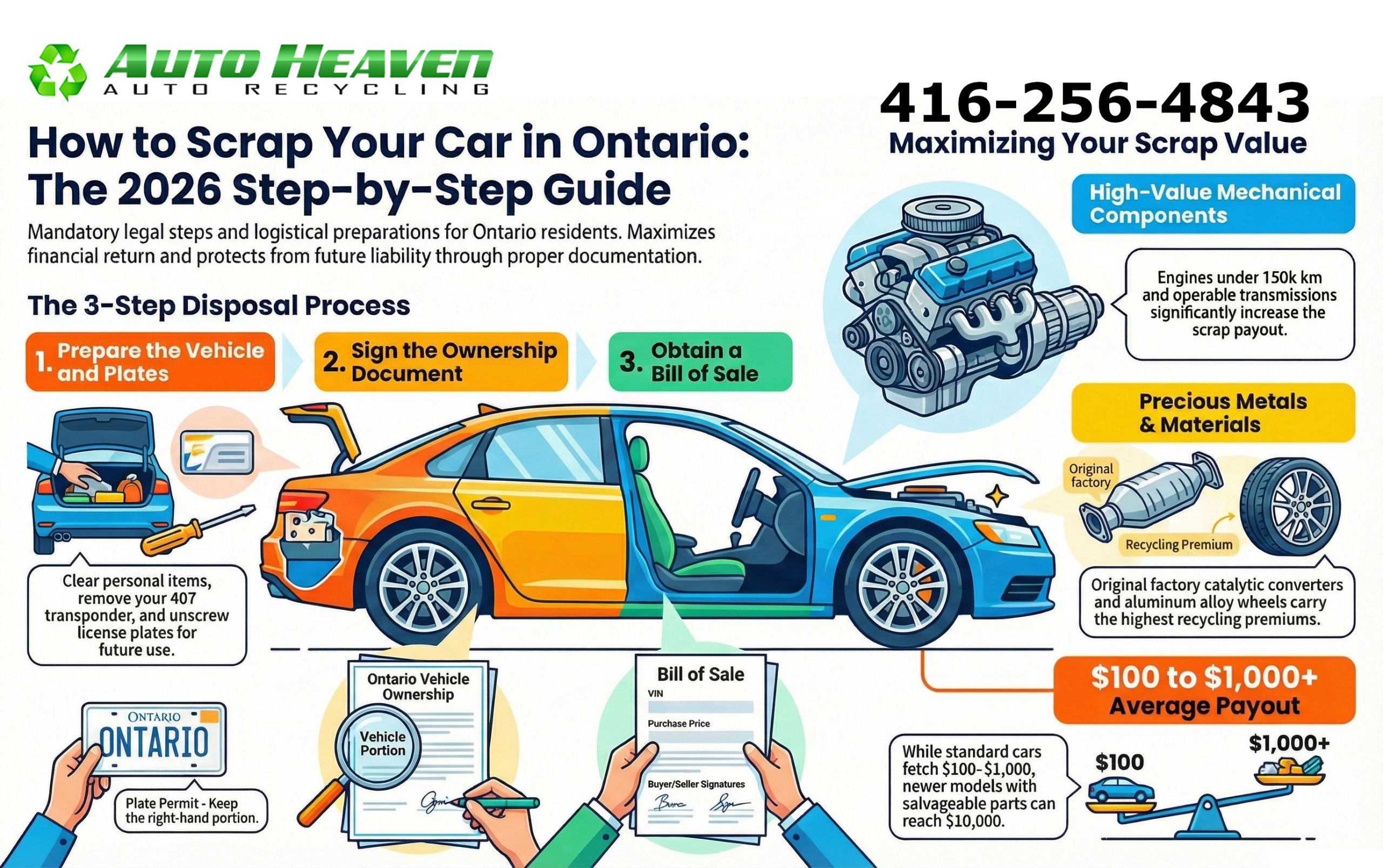 Infographic shows the process of scrapping a vehicle in Ontario